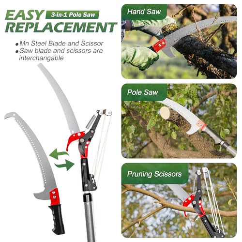 Image of Walensee Pole Saws for Tree Trimming, Extendable Tree Pruner,Manual Branch Timmer with Blade and Scissors High Branches Pruning Fiberglass Pole Pruner and Cutter Garden Tool with Storage Bag 7.2-27FT