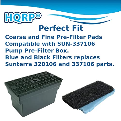 Hqrp 4-Pack Coarse And Fine Pre-Filter Pads Compatible With Sunterra 320106 337106 Pond Pump Pre-Filter Box, Blue And Black Sponge Filters Replacement #TOP3