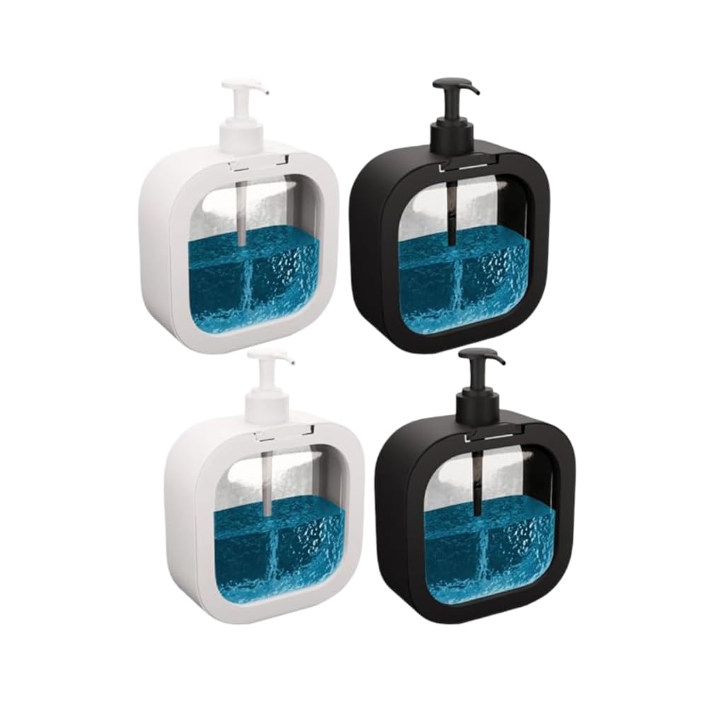 Liquid Soap Dispenser 300ml | Refillable Pump Bottles for Hand Wash, Shampoo, Conditioner & Shower Gel | Transparent Plastic Dispenser for Bathroom & Kitchen (Black White (Pack of 4))-image-21