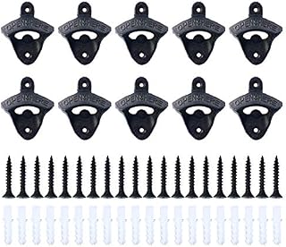 DasMorine Cast Iron Wall Mounted Bottle Openers, Mounting Hardware Included, Vintage Rustic Bar(Wood Block is not Included) (10 Pack)