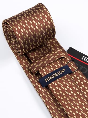 Image of HISDERN Mens Tie Set Classic Woven Ties and Pocket Square Cufflinks Set Formal Business Wedding Neckties Handkerchief