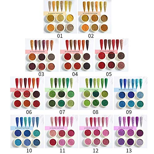 NAILWIND Nail Glitter Powder, Chrome Nail Powder, Metallic Mirror Powder, for Woman Girls,Nails Decoration,Nail Art Manicure,Nail Designs (6 Pcs Set, Gold)