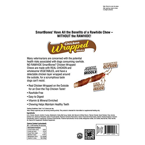 Image of SmartBones Chicken-Wrapped Sticks, Treat Your Dog to a Rawhide-Free Chew Made with Real Chicken and Vegetables