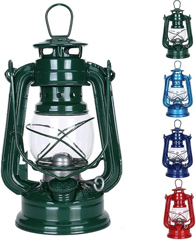 19 / 25cmレトロアウトドアキャンプ灯油ランプポータブルランタンブロンズカラーオイルランプヴィンテージ写真小道具