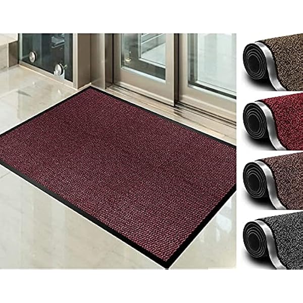 Abaseen Deurmatten Indoor Heavy Duty Grote antislip rubberen matten Barrière tapijt klein medium extra grote deurmat **6 maten** (rood, 80x120 cm)