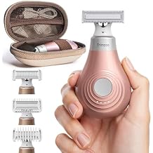 Mini Bikini Trimmer for Women - Intimate Pubic Hair Removal, Electric Body Groomer, Small Portable Wet/Dry Shaver, Magnetic Blade, USB-C Rechargeable with Travel Case, Easy to Clean Gold