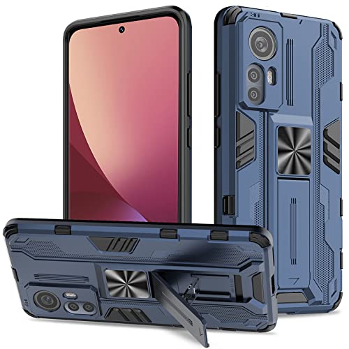 Btstring Cover per Xiaomi 12, Militare Custodia con Stand Supporto Bumper Antiurto Case, TPU+PC Dual Layer Custodia - Blu