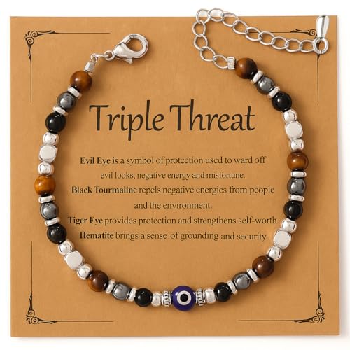 Protection Bracelet, empath protection, black obsidian Crystals and Healing Stones Bracelet for Women ，Luck ，Anxiety and Stress Clam Bracelet