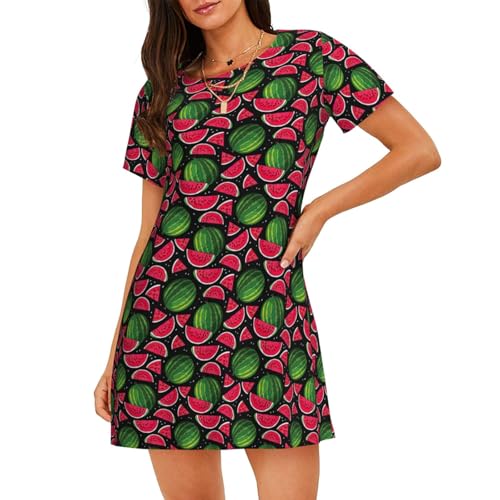 Chemise de nuit à manches courtes femme pastèque contre la chaleur