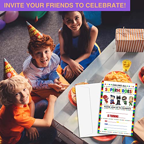 Superhero Birthday Invitation, Comics Heroes Invitation Cards For Boys And Girls, 20 Fill-In Invites With Envelopes-Party Favor Decorations And Supplies-A21 #TOP4