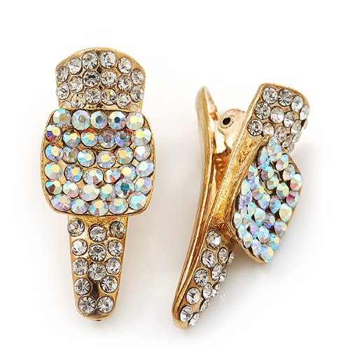 Miniatura 8 de 2 clips pequeños chapados en oro transparente y AB Crystal para el picoclips de Concord - 1.378 in de longitud