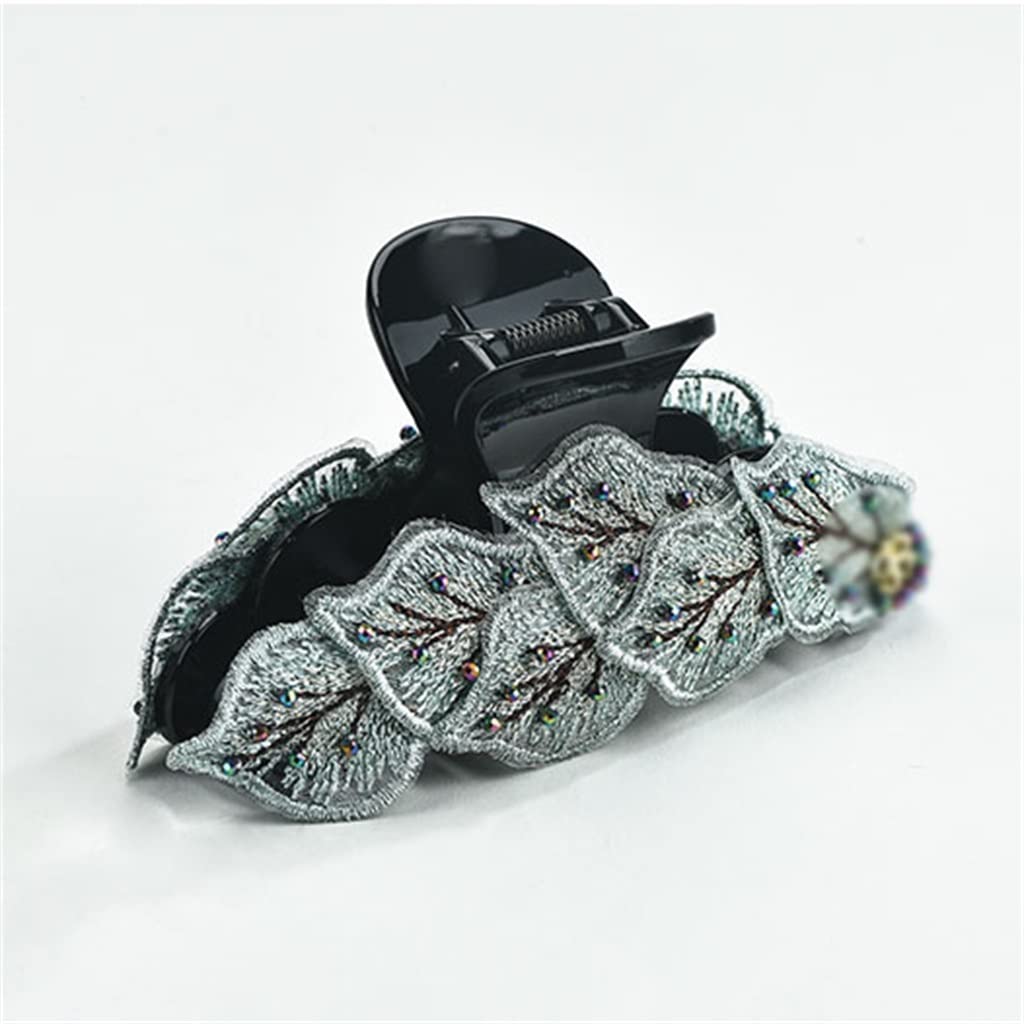 HBJWOV Embroidery Leaf Lady Grab Clip Retro Back Hair Accessories Headdress Go With Everything(E)