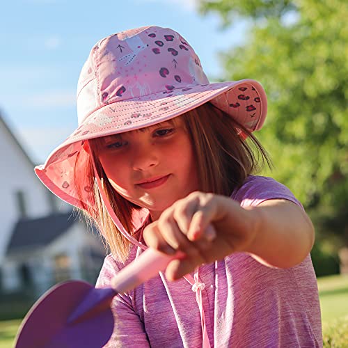Image of icolor Kids Sun Hat UPF50+ Sun Protection Bucket Hat Toddler Summer Beach Play Hats with Neck Flap for Girl Boy Ages 3~10