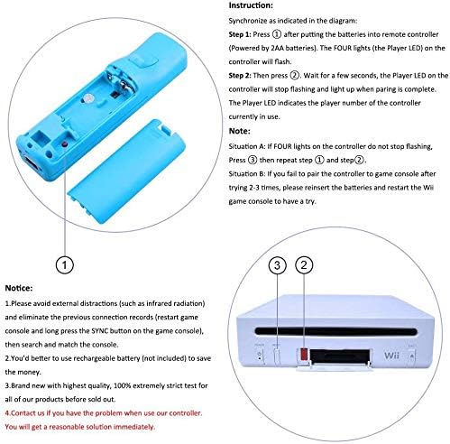 QUMOX Remote Game Control, Built-in Motion Plus Remote and Nunchuk Controller with Silicon Case for Wii and Wii U (Blue)