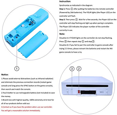 QUMOX Remote Game Control, Built-in Motion Plus Remote and Nunchuk Controller with Silicon Case for Wii and Wii U (Blue) - Thumbnail 4