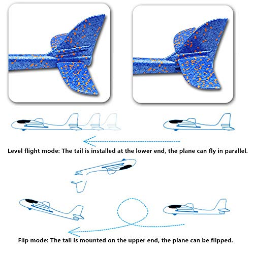 4 Pack Airplane Toys, 15" Large Throwing Foam Plane, 2 Flight Mode, Foam Gliders, Flying Aircraft, Birthday for Kids 3 4 5 6 7 8 9 Year Old Boy,Outdoor Indoor Sport Game Toys, Party Favors - Thumbnail 5