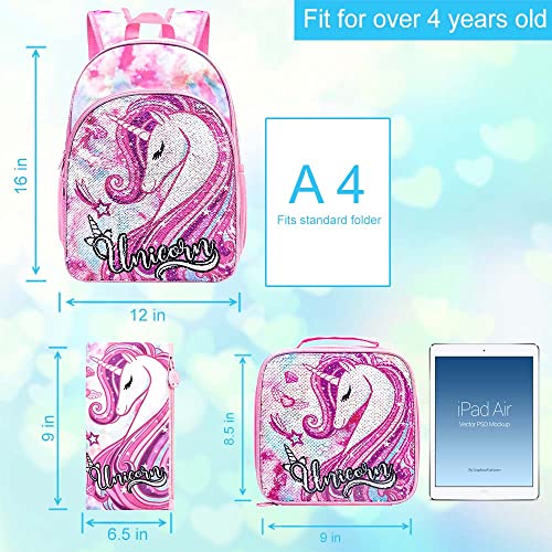 Image of 16 inch Backpack for Girls Boys 4-8, 3Pcs Kids Bookbag Set with Lunch Box, School Bag for Preschool Kindergarten