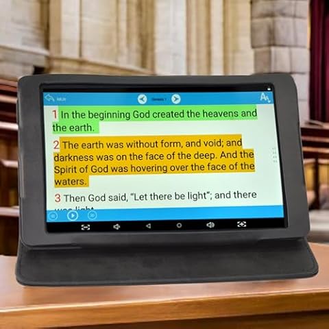 My e-Bible with NIV/NKJV, NO Wi-Fi Needed, Audio Included, e-Reader, Highlight, Underline, Read Along, Hard Protective Cover, Earbuds and Black Leather case Included Cover