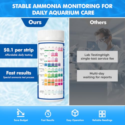 Image of EASYTEST 8-Way Aquarium Test Strips with Ammonia, 150PCS Fish Tank Test Kit