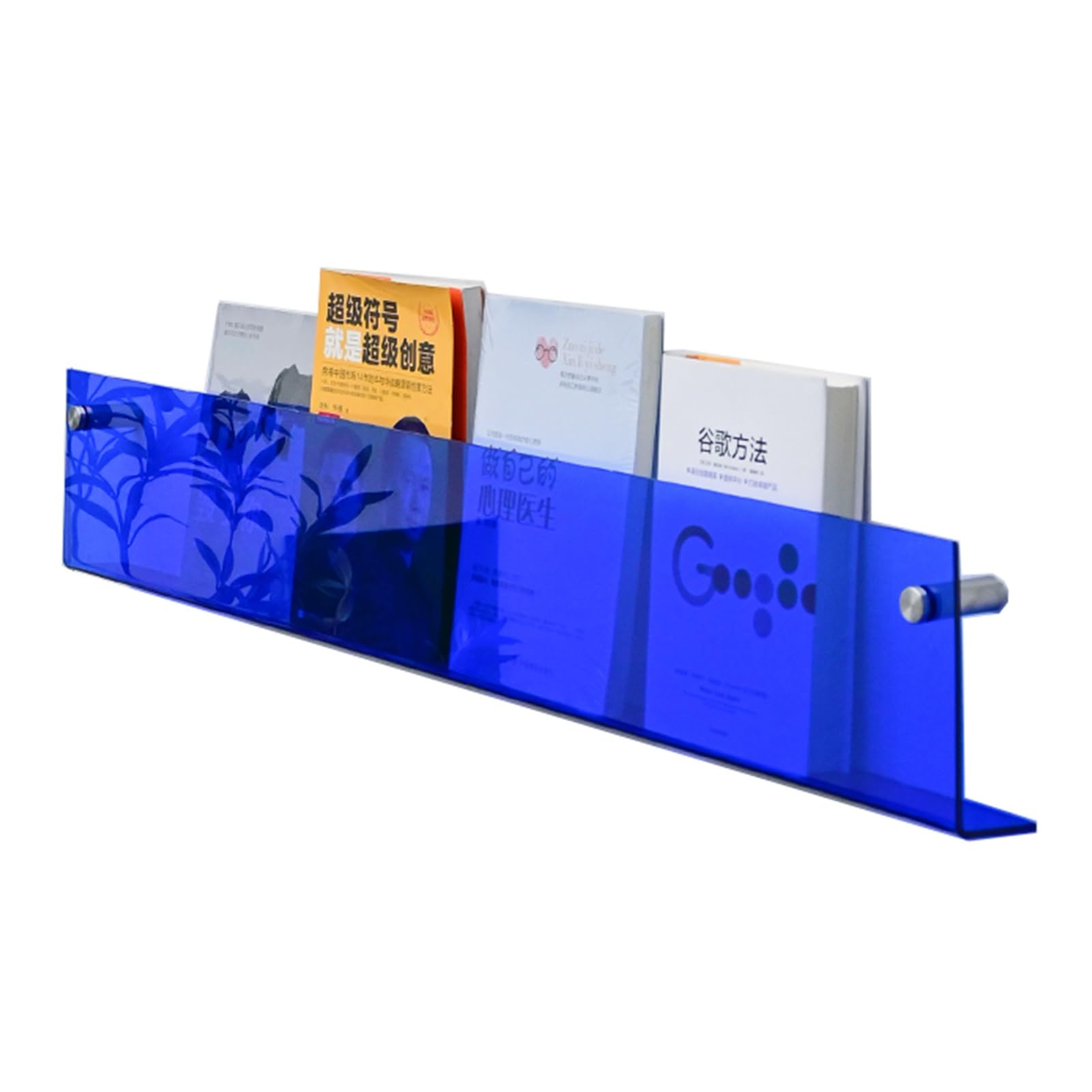 CGCSYZ Wall Acrylic Magazine Rack Holder, Transparent/Orange/Blue/Brown Modern Magazine Storage Holder, Home Commercial Brochure Display Stand (Blue 80cm(31 1/2)