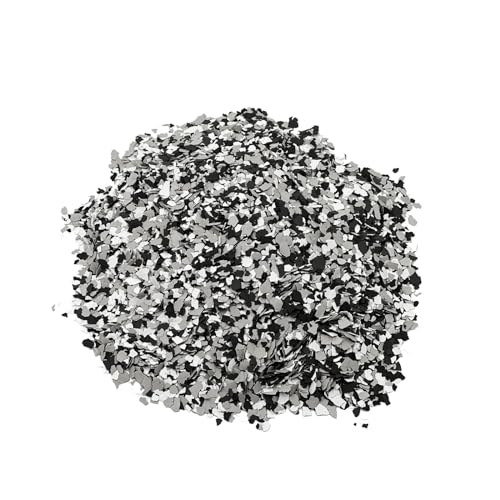 BEKATEQ Farbchips in Schwarz-Weiss-Grau 1kg, Dekochips, Farbflocken für Epoxidharz Bodenbeschichtung, 1K & 2K PU Bodenfarbe, Alkydharz Betonfarben - Garagenböden, Keller, Wohnraum, Werkstatt BK-130