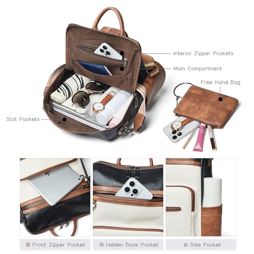 Image of Shrrie Vegan Leather Backpack Purse for Women with Adjustable Shoulder Bag | Water Resistant Fashion Designer Travel Backpack,Convertible Shoulder Bag with Wristlet,College Work