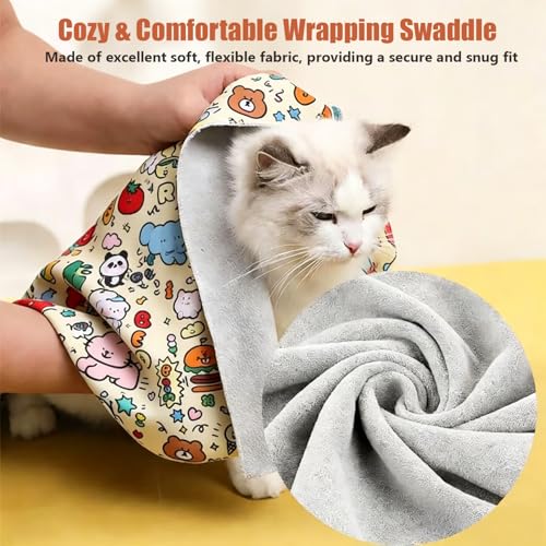 Image of 35.5'' Cat Grooming Wrap with Nails Clipper | Self-Adhesive, Anti-Escape Calming Swaddle, Soft Fabric, Comfortable & Reusable, For Cutting Nails, Ear Cleaning, Medication