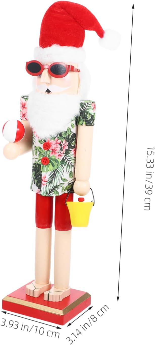 Ciieeo Hawaiian Beach Themed Wood Nutcracker Ornament Summer Nutcracker Figurine Home Decor for Living Bedroom Shelf Display