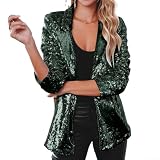 Blazer brillante de moda para mujer, ropa de abrigo elegante para fiestas y eventos casuales (XXL verde oscuro)
