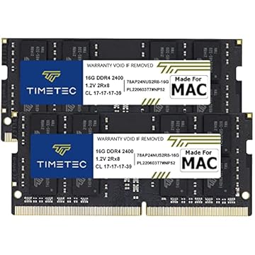 Timetec Kit de 32 GB (2 x 16 GB) compatível com Apple iMac 2017 (27 polegadas com Retina 5K, 21,5 polegadas com Retina 4K / Não Retina 4K) DDR4 2400MHz PC4-19200 SODIMM MAC RAM Upgrade para iMac 18,1