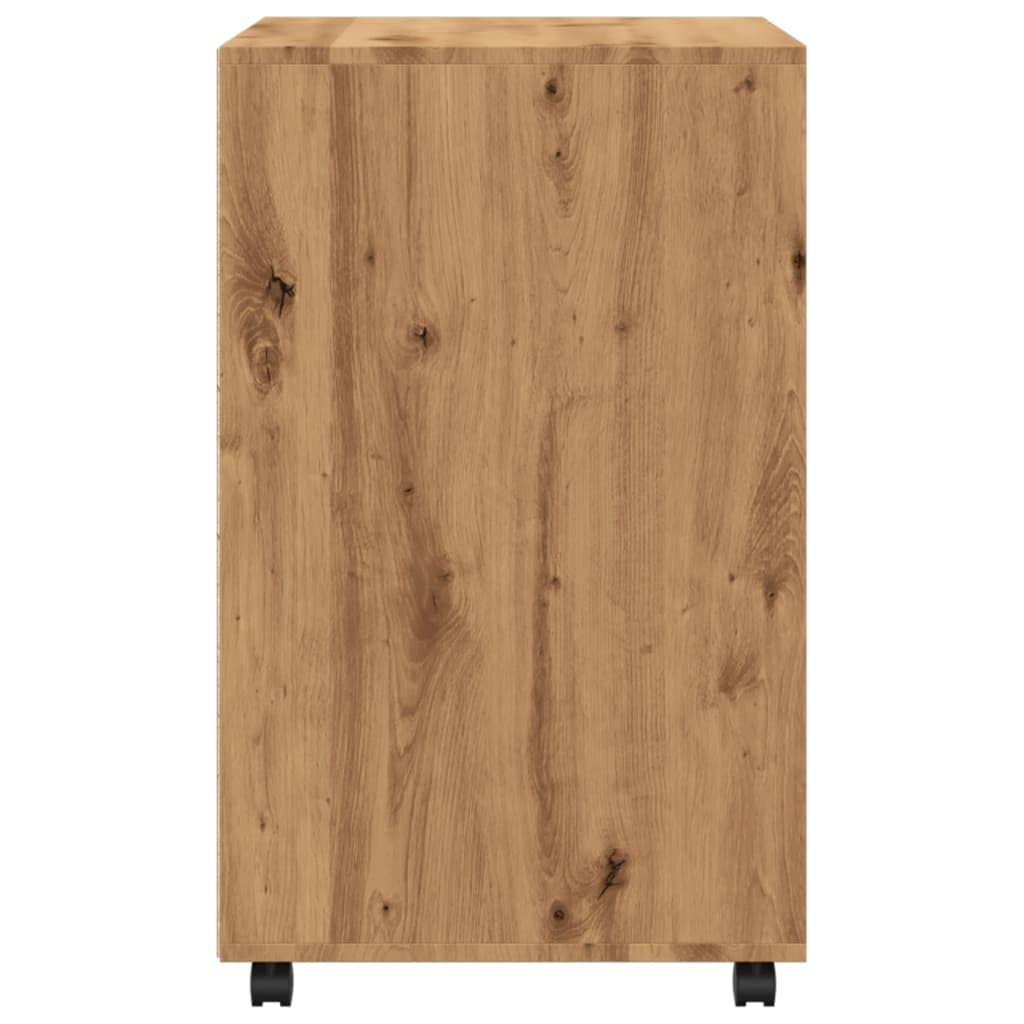 Brokky Armadietto con Ruote Rovere Artigianale 60x48x81 cm Truciolato-Carrello Porta Stampante,Mobiletto con Ruote,Supporto per Stampante in Legno,Classificatore per Documenti per Studio,Ufficio