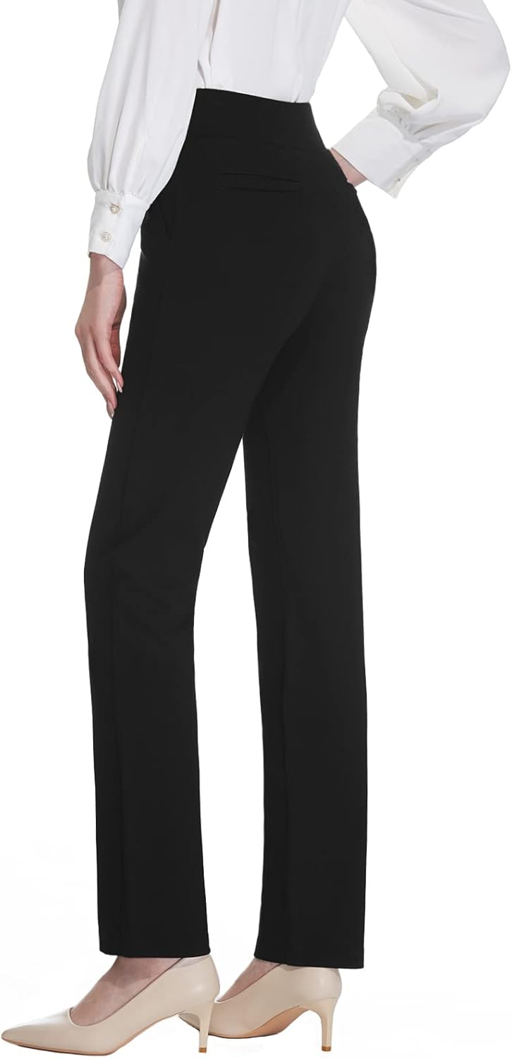 Tapata Women's Straight Leg Dress Pants Stretchy High Waist with Pockets 29''/31''/33''for Work Casual - Image 2