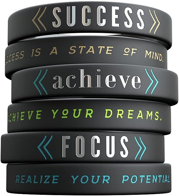 Motivational Silicone Wristband Success, Achieve, Focus,
