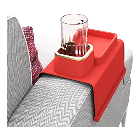 PhilaeEC Sofa Armrest Tray with Cup Holder, Spill-Proof Sofa Coaster Table Tray Sofa Armrest Organizer, Can be Used as Couch Caddy, Couch armrest Table, Armchair Food Drink Holder (Red) Cover