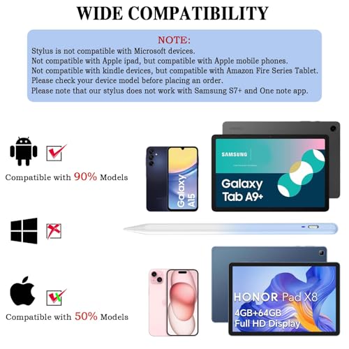 Image of Stylus Pen for Android Tablet,Tablet Pencil for iOS /Android,Rechargeable Active Stylus Pen for iPhone /XiaoMi /Huawei /Vivo /Lenovo /Pixel and Other Android Smartphones and Tablets-Gradient Blue