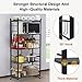 Himix Storage Shelves with 20 Hooks, 5-Tier Collapsible Organization Storage Rack Bookshelf Folding Pantry Shelves Cube Shelf Wire Shelving Holds 440 Ibs for Garage Kitchen Room, Black