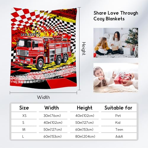 Boys Blanket, Fire Truck Blanket for Boys, Car Gifts for Kids, Warm Fleece Throw for Couch & Sofa, 40"x50"