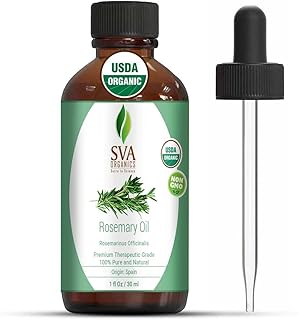 SVA Organics Rosemary Essential Oil Organic USDA 1 Oz Pure & Natural for Skin, Face, Hair Care, Aromatherapy, Diffuser, Ha...