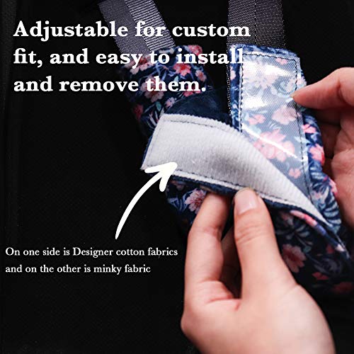 Image of Baby Car Seat Belt Covers, Floral Stroller Seat Strap Covers, Car Seat Straps Shoulder Pads for Girls Boys, Minky Seat Belt Protectors for Car Seats /Pushchair, for Kids Newborn Infants Toddlers