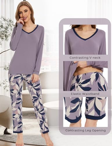 Image of GYS Women's Bamboo Viscose Long Sleeve Pajamas Set