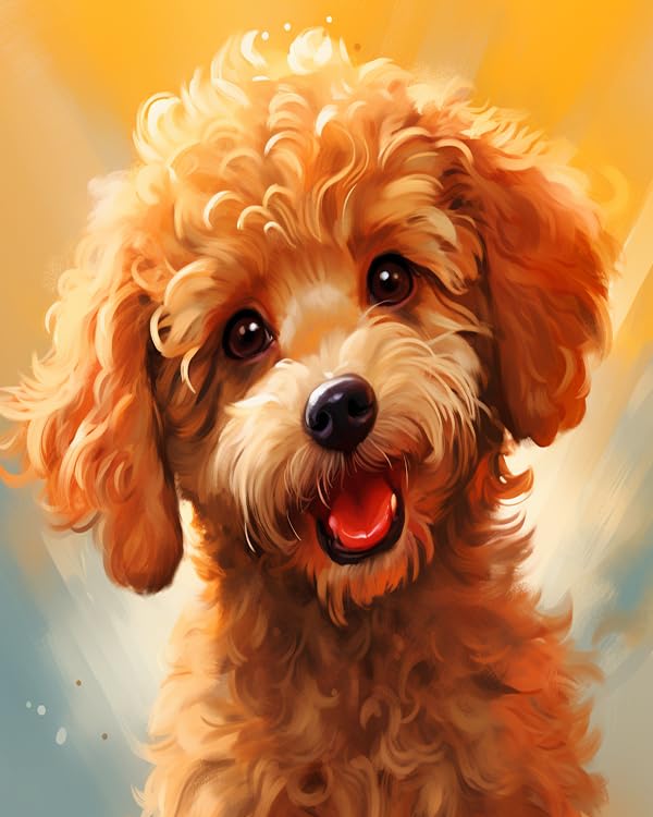 ZMHZMY DIY Oil Painting Paint by Number Kit Frameless Poodle Paint by Numbers Oil Painting Canvas Print Wall Art Home Decoration 40x50cm