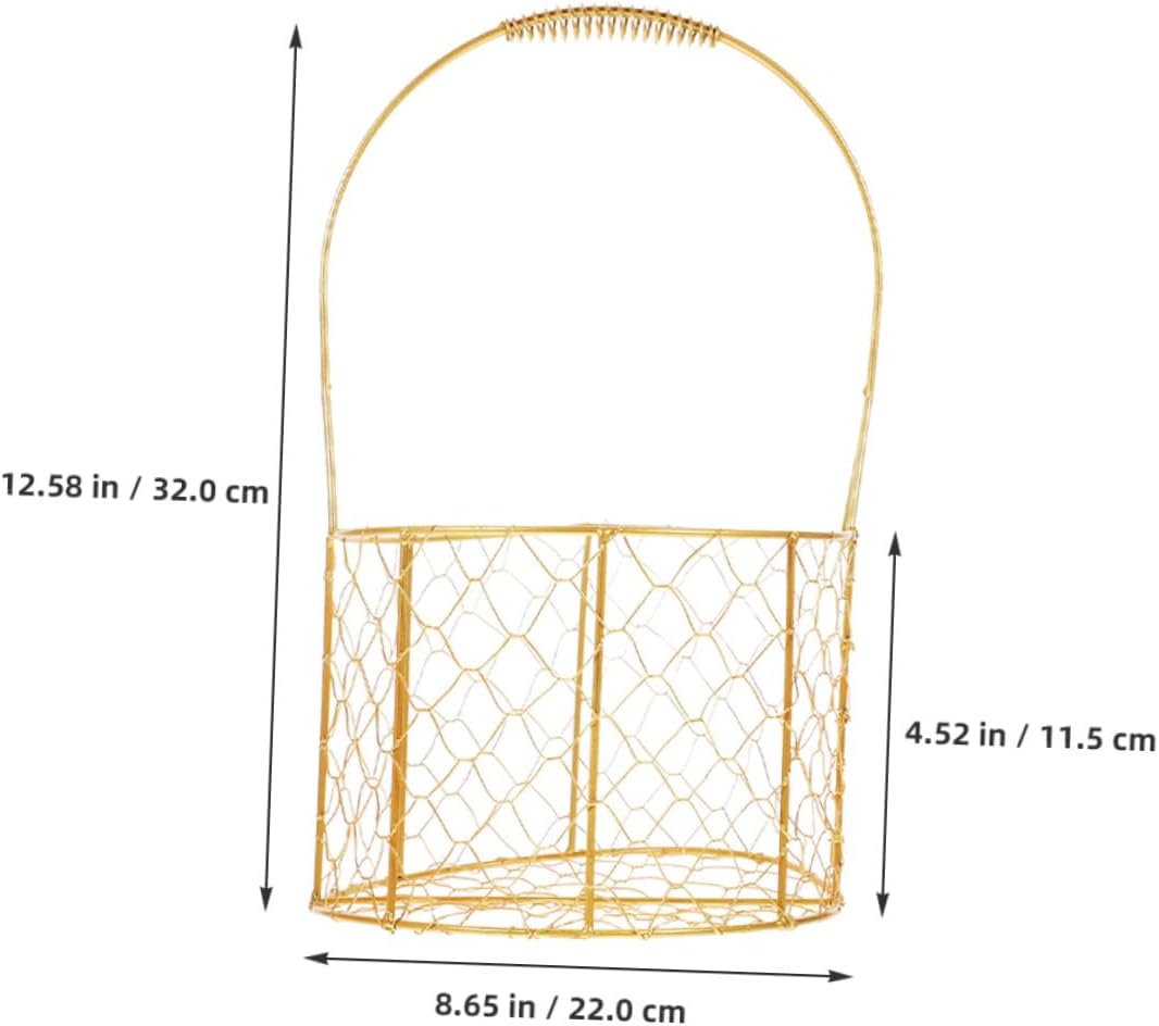 Metal Flower Girl Basket with Handle Woven Wire Wedding Basket for Gifting and Candy Holding 22cm Diameter for Ceremony Supplies and Party Use image 2
