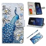 UrSpeedtekLive Galaxy S9 Plus Wallet Case Folio Flip Premium PU Leather Case Cover w/Card Holder Slot Pockets, Wrist Strap, Magnetic Closure Compatible Samsung Galaxy S9 Plus(2018) - Peacock