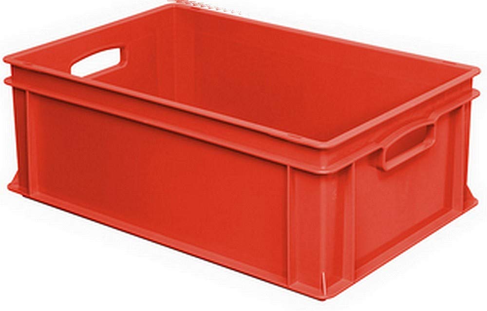 8 Eurobehälter mit 2 Durchfassgriffen 600x400x220 mm, 43 Liter, PE-HD rot