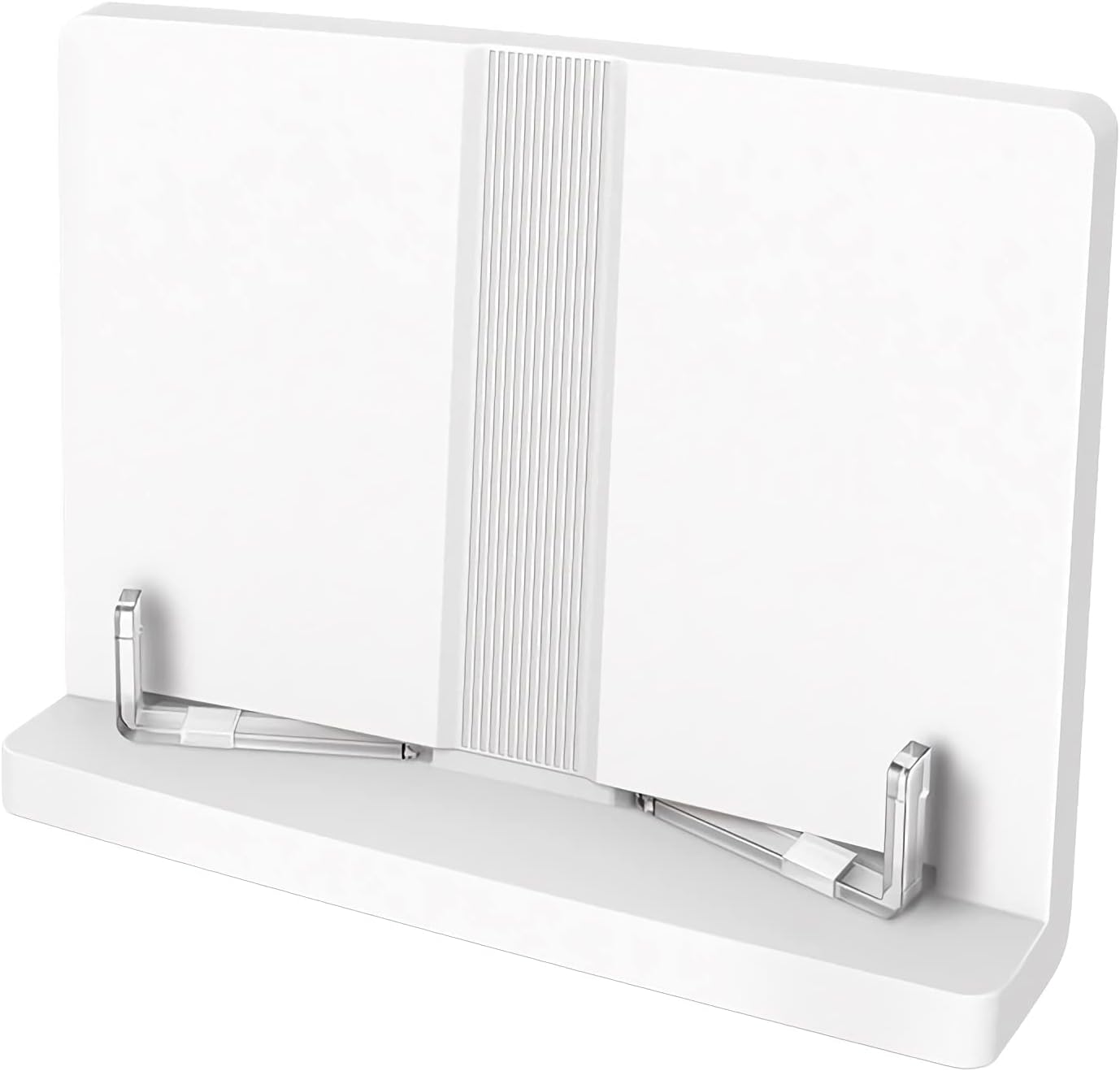 Book Stands and Holders for Reading Book Tablet Stand Adjustable Book Holder Portable Textbook Document Cook Recipe Light Bookstand for Hand Free Reading 10 x 8 inch for Kitchen and Office (White )