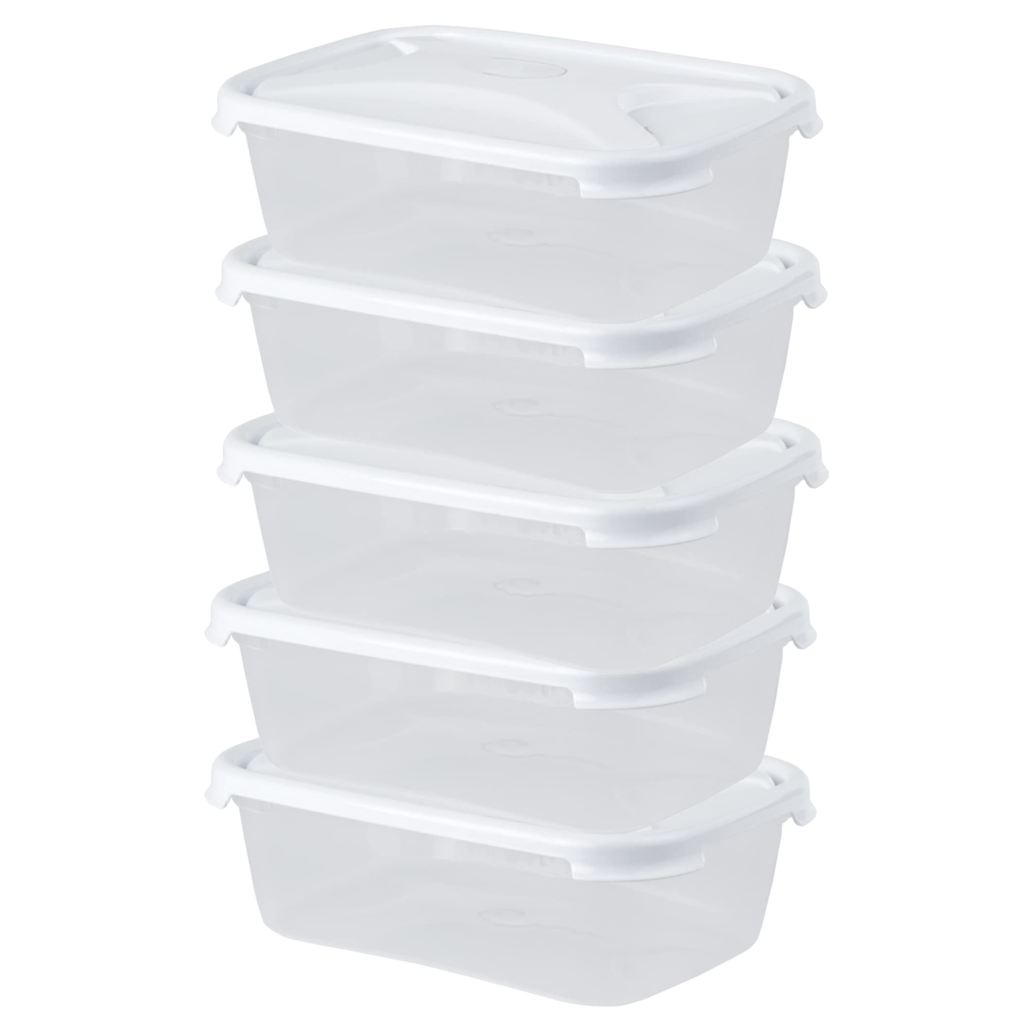 Checkmart[5 Packs Snap-On containers with Lids 2700ml (2.7 Litres) Food Storage Containers, Meal Prep containers with lids 5 Pack - Microwave Freezer Dishwasher Safe Reusable
