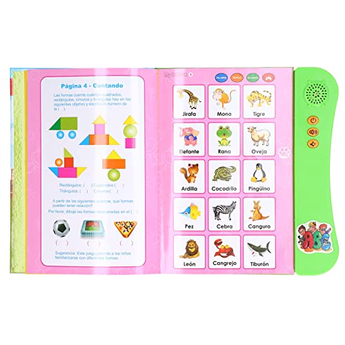 Kids Electronic Sound Book, Spanish Language Animal Fruit Numbers Learning Kids Educational Sound To