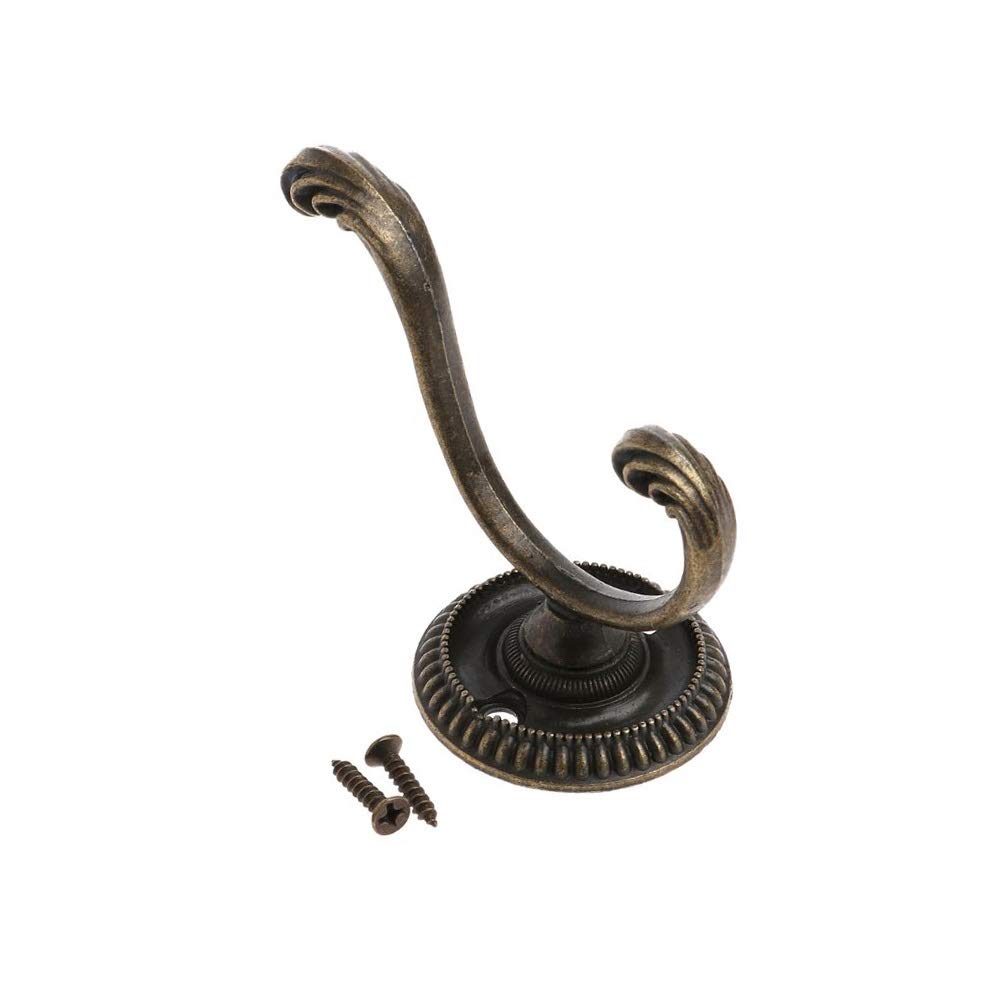 Crochet de porte double en bronze pour fixer au mur vos vêtements et éviter le désordre
