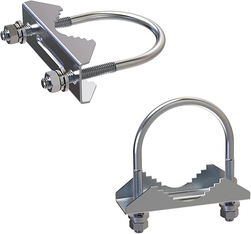 2 piezas de abrazadera de montaje de antena de acero inoxidable con perno en U (todas las tuercas y juntas están hechas de acero inoxidable)