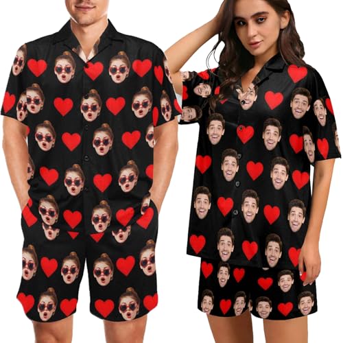 Artsadd Personalized Couple Pajamas Custom Funny pajama set 2 piece for men women Customized Short Pajamas pjs set Xmas gifts
